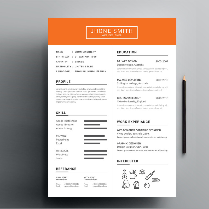 Bright Header  Designer Resume Template TemplateMonster